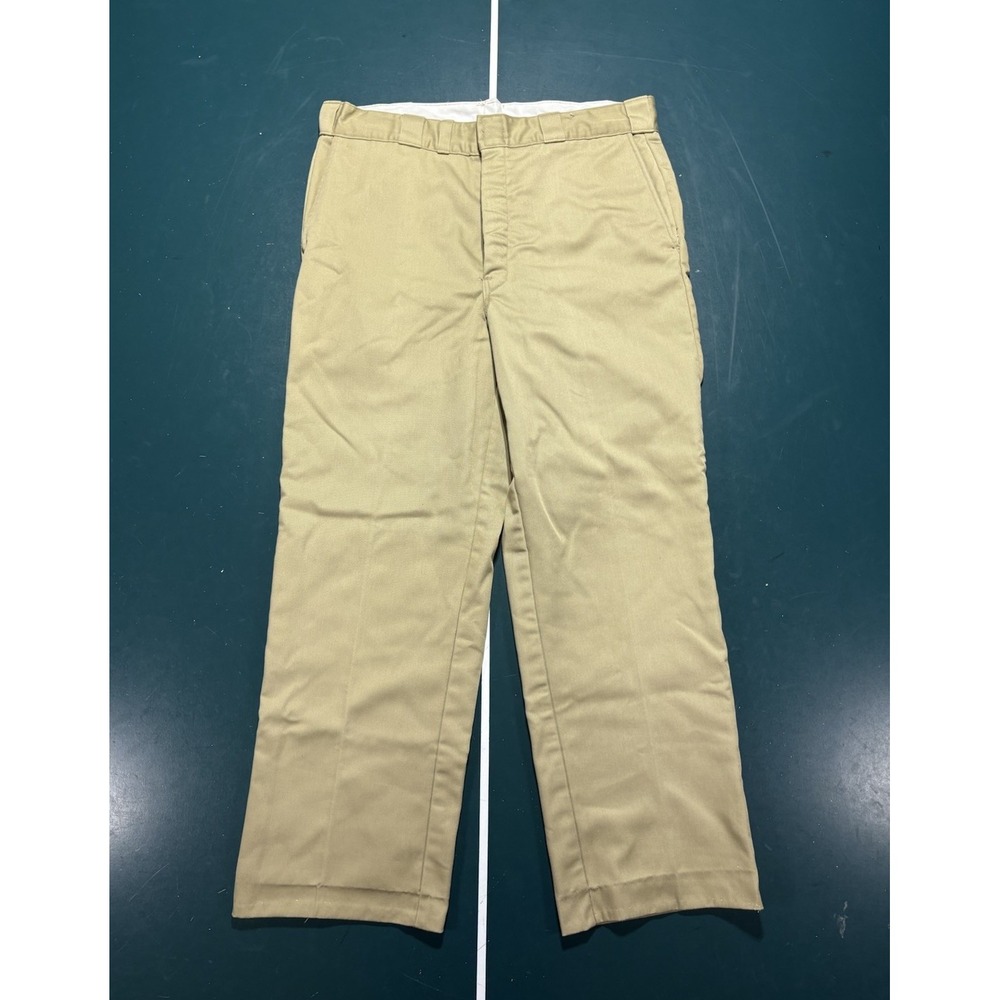 Vintage 70s Dickies Chino Work Pants Plaid Flannel Lined Men's 36x28 Talon Rare - Picture 2 of 16